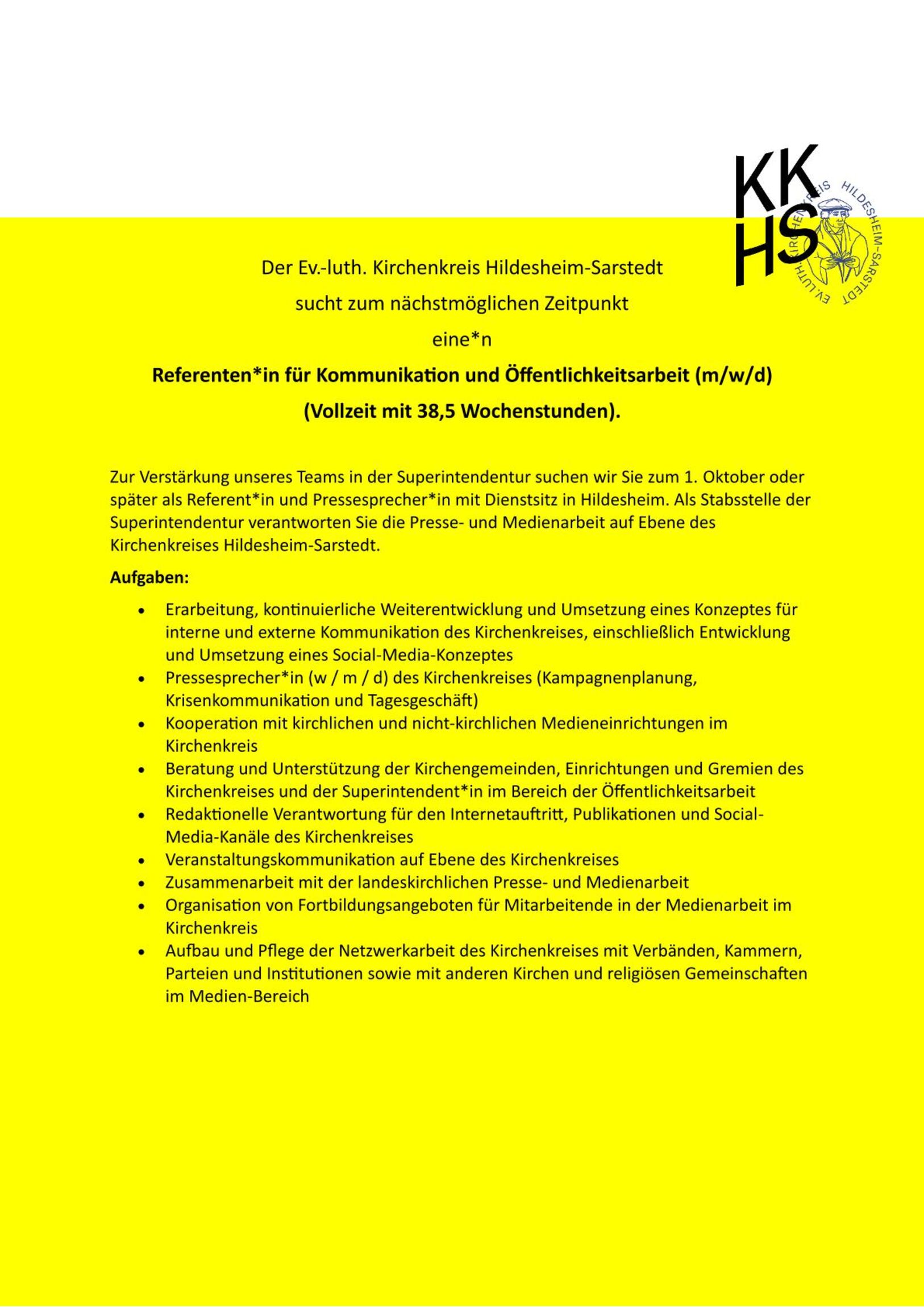 Öffentlichkeitsarbeit Stellenausschreibung 09-2026-1