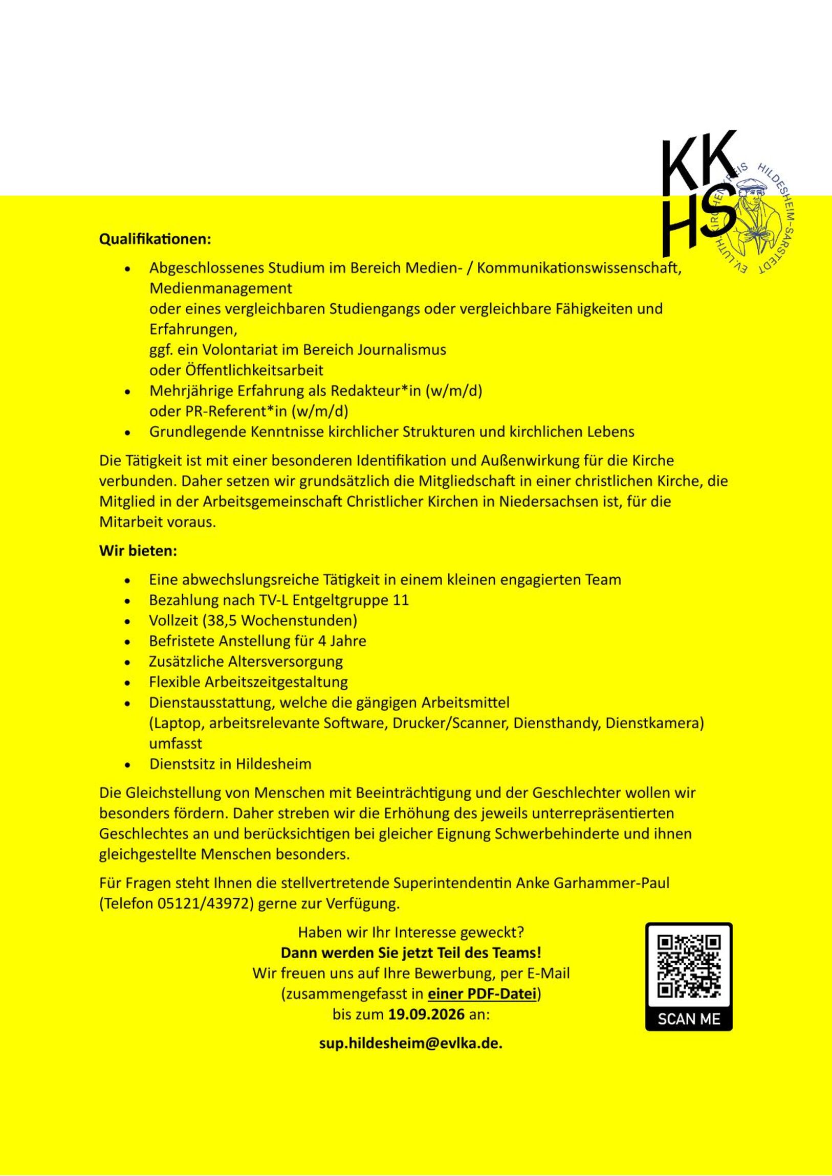 Öffentlichkeitsarbeit Stellenausschreibung 09-2026-2