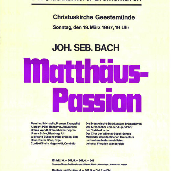 Plakat Matthäuspassion 1967
