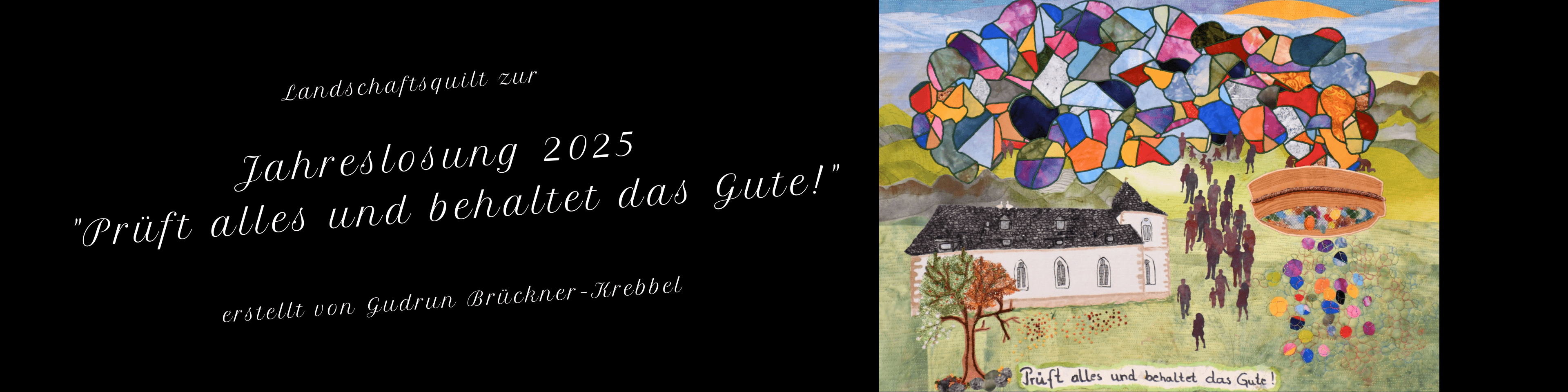 Jahreslosung 2025 auf Schwarz | erstellt von Gudrun Brückner-Krebbel